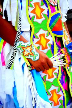 Native american indian in traditional clothing.