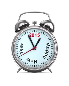 2015 year on alarm clock. Isolated 3D image