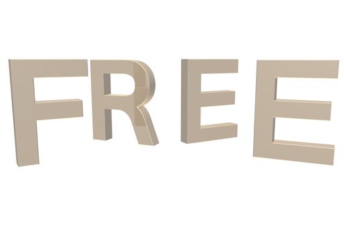 FREE 3D text isolated on white background.