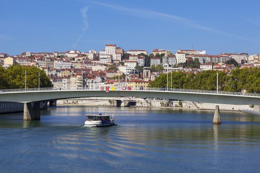 View on Lyon and Saone river in a sunny summer day 