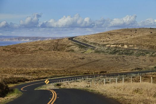 Winding road along the California coast