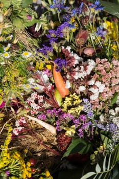 beautiful bouquets of flowers and herbs 