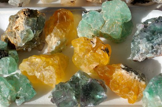 Green and yellow Fluorite Crystals from Spitzkoppe in Namibia
