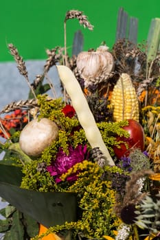 beautiful bouquets of flowers and herbs 