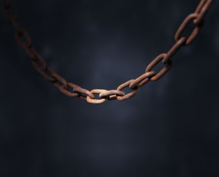Old rusty chain. Very short depth-of-field.