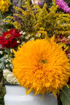 beautiful bouquets of flowers and herbs 