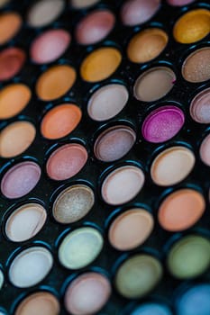 Makeup Artist Professional Color Palette Closeup with Macro Lens