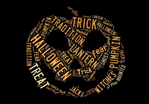 Halloween tag cloud in shape of pumpkin