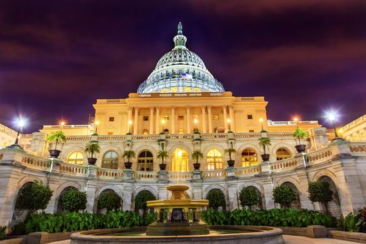 US Capitol South Side Fountain Congress House Representatives Senate Capital City Night Stars Washington DC