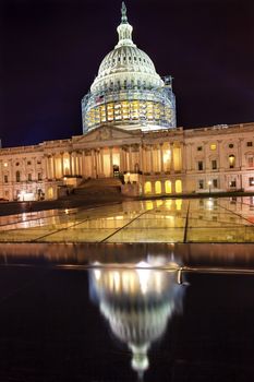 US Capitol North Side Construction Congress House Representatives Senate Capital City Night Stars Washington DC Reflection