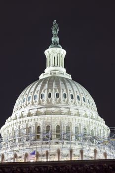 US Capitol Dome Construction Side Construction Congress House Representatives Senate Capitol Hill Night Stars Washington DC