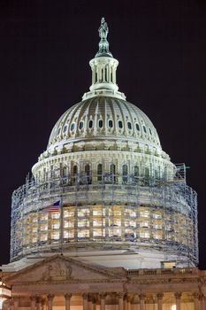 US Capitol Dome Construction Side Congress House Representatives Senate Capitol Hill Night Stars Washington DC