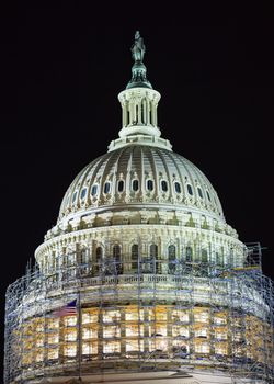 US Capitol Dome Construction Side Congress House Representatives Senate Capitol Hill Night Stars Washington DC