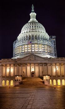 US Capitol Dome Construction North Side Congress House Representatives Senate Capitol Hill Night Stars Washington DC