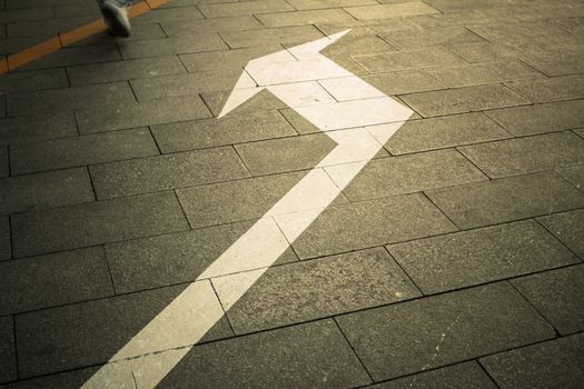the direction on the floor,a arrow