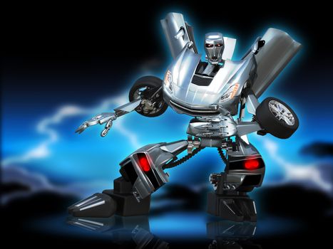 illustration abstract metal robot transformer