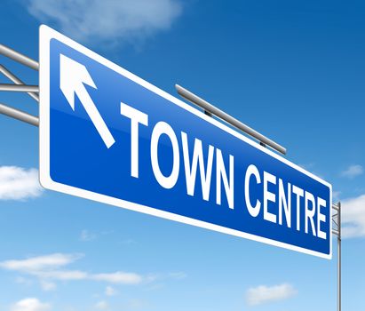Illustration depicting a sign with a town centre concept.