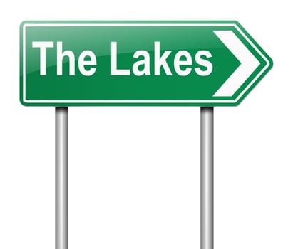 Illustration depicting a sign with a lakes concept.