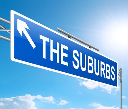 Illustration depicting a sign with a suburbia concept.
