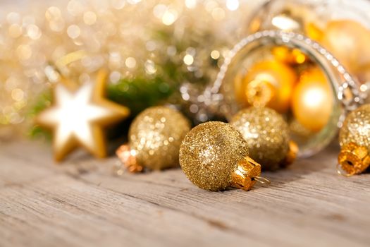 Christmas decoration on wooden background