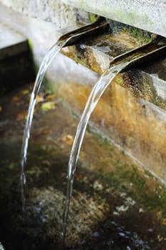 Traditional bronze fountain in Bulgarian country 