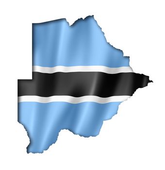 Botswana flag map, three dimensional render, isolated on white