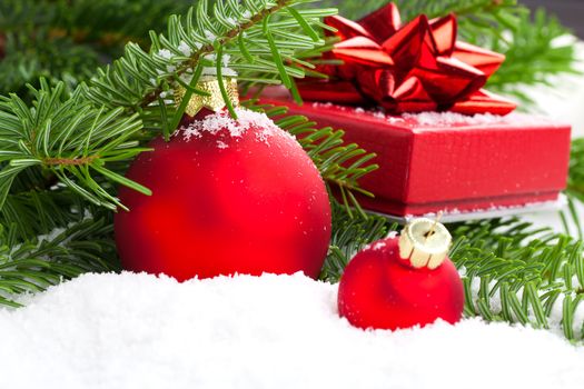 Christmas bauble with copy space, on on white background