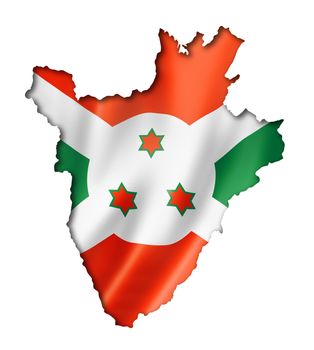 Burundi flag map, three dimensional render, isolated on white