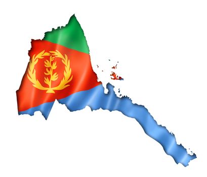 Eritrea flag map, three dimensional render, isolated on white