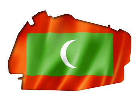 Maldives flag map, three dimensional render, isolated on white