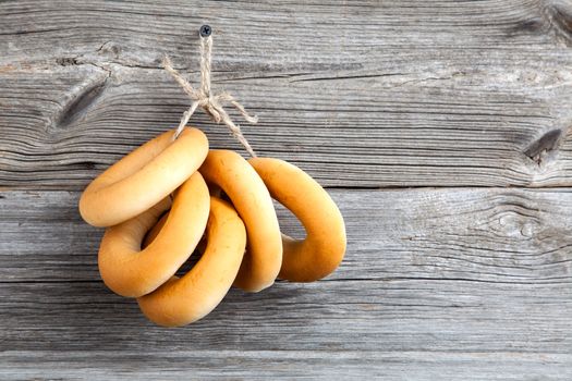 Russian or Ukrainian donut (Bublik) on wooden background