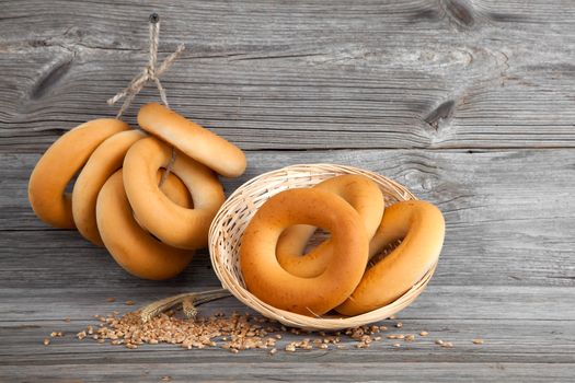 Russian or Ukrainian donut (Bublik) on wooden background