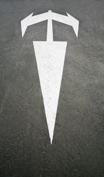 road marking white arrow in three directions