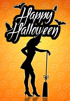 Witch silhouette for Happy Halloween