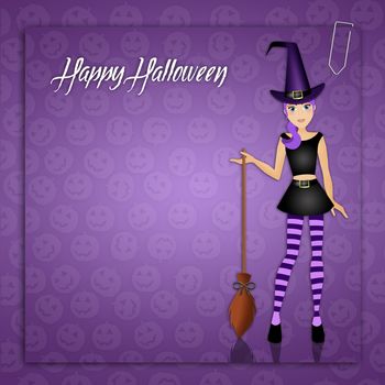 illustration of witch for Happy Halloween