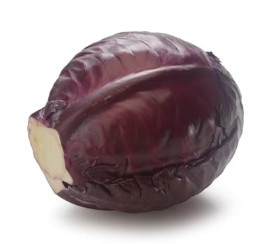 Isolated head of red cabbage on the white background