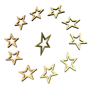 Stars. Isolated on white. Three dimensional render.