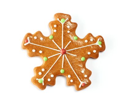 Christmas gingerbread cookie isolated on white