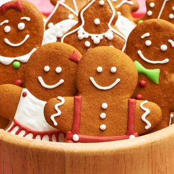 Christmas homemade gingerbread cookies on table