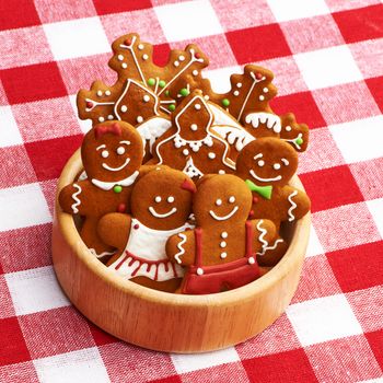 Christmas homemade gingerbread cookies on table