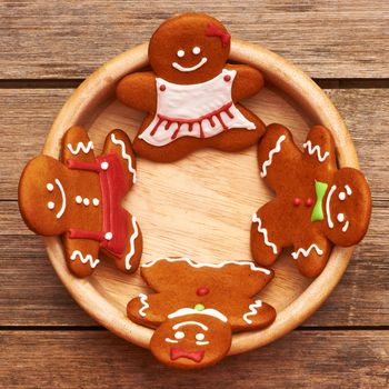 Christmas homemade gingerbread cookies on table