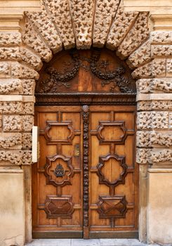 Wooden door from the old part of Aix en Provence, France