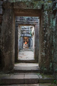 Buddha image at Angkor Thom in Siam Reap, Cambodia