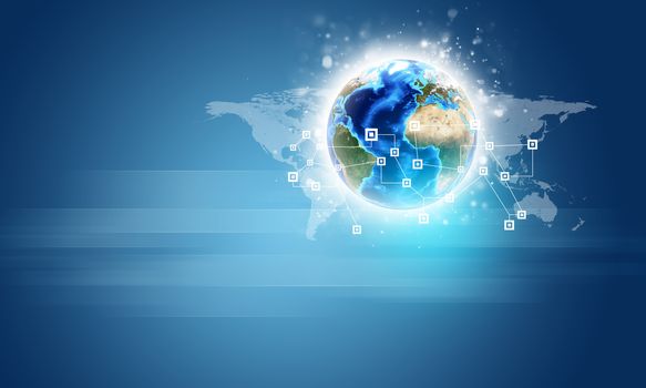 Earth with network and world map. Element of this image furnished by NASA