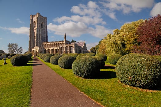 Lavenham parish church, in Suffolk was built in the fifteenth century and is dedicated to St Peter and St Paul.