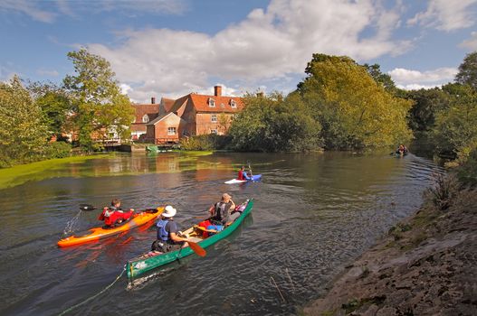 The river Stour at Flatford Mill, an area frequently painted by John Constable about two hundred years ago. 