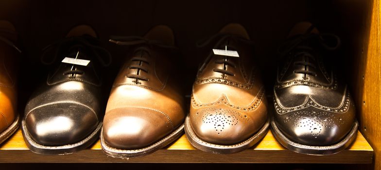Italian shoes in a shop in Milan, close to Via Montenapoleone