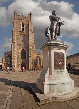 Thomas Gainsborough was a famous eighteenth century painter of landscapes and portraits. His statue stands in the centre of Sudbury, Suffolk, where he was born.