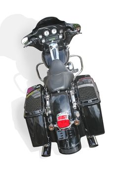 Black powerful motorcycle on white background