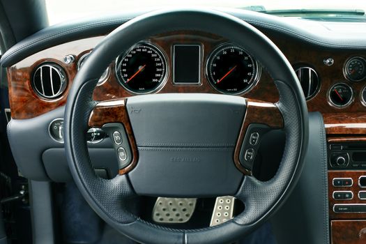 Interior of the beautiful expensive, prestigious comfortable car